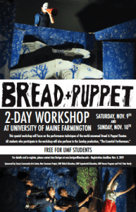 workshop poster, images of puppets and performers