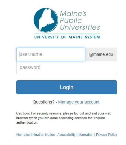 This is a sleeker version of the UMS single sign-on page with added links to accountability information.