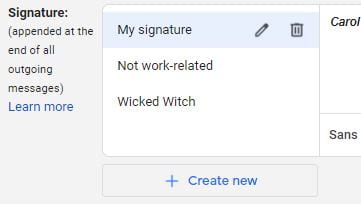 Screenshot of Gmail Signature setting
