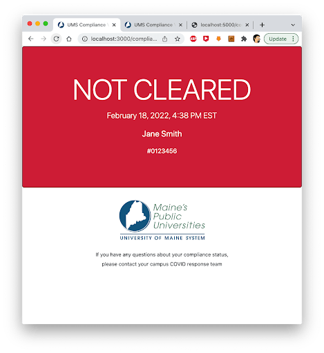 Screenshot of "Not Cleared" Red