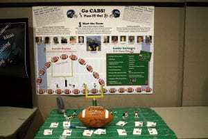 Photo of Team Poster Session depicts CABS presentation of 2019 projects, team description and photos of team